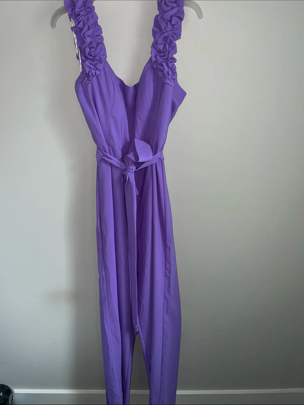 Lilly Pulitzer Purple Ruffled Strap pantsuit jumpsuit 14 belted formal